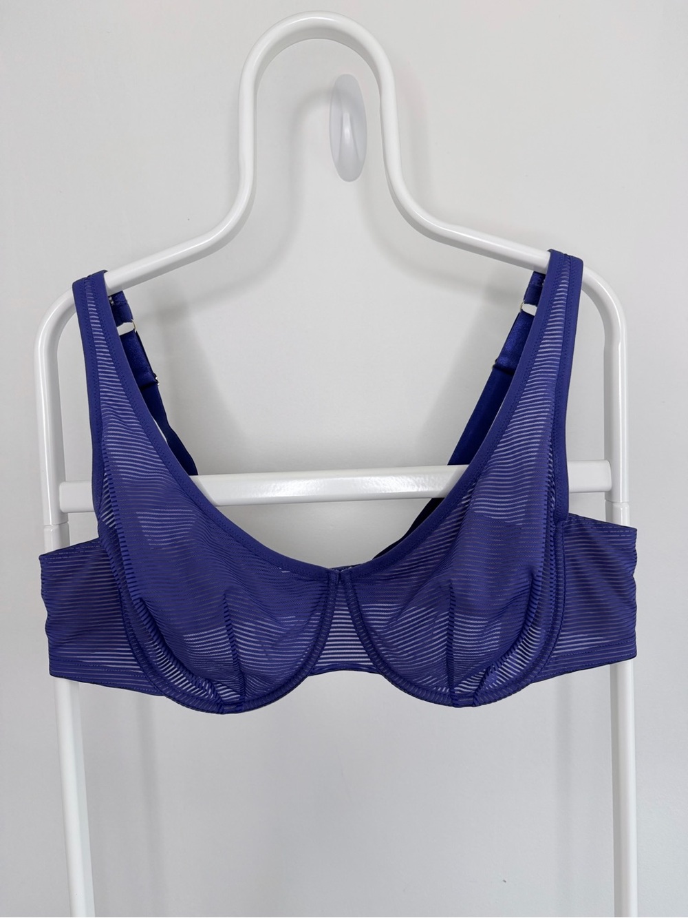 ThirdLove Unlined Shadow Stripe Scoop Bra Blue 44B Sheer Underwire